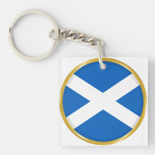 Flag of Scotland in Golden Circle Keychain