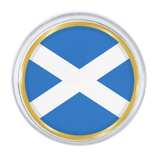 Flag of Scotland in Golden Circle Silver Finish Lapel Pin