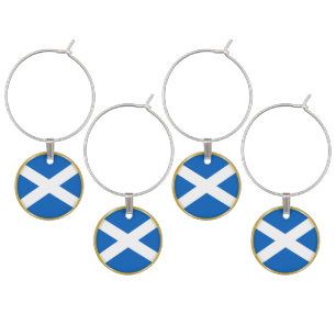 Flag of Scotland in Golden Circle Wine Charm