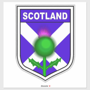 Flag of Scotland in shield with thistle Sticker