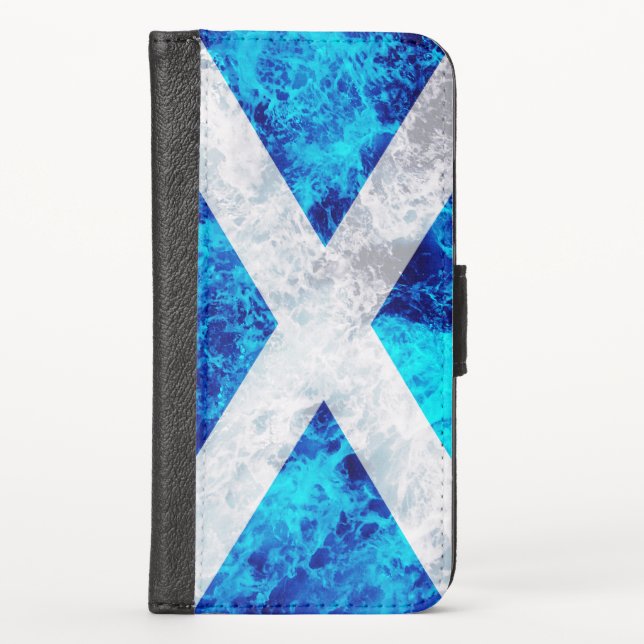 Flag of Scotland - Ocean Waves iPhone Wallet Case (Front)