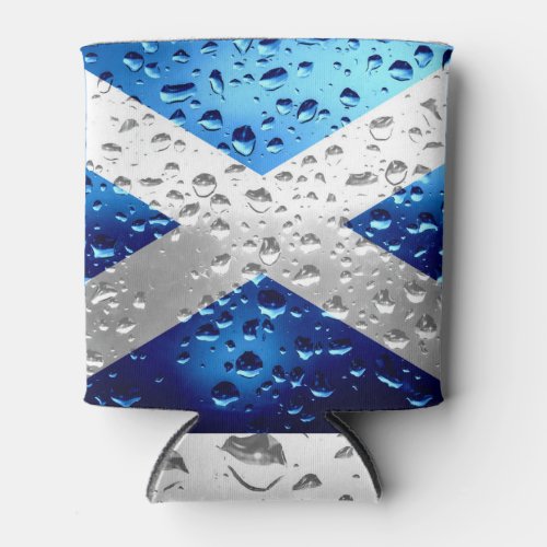 Flag of Scotland _ Raindrops Metallic Metal Water  Can Cooler