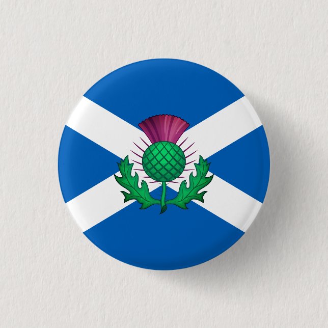 Flag of Scotland with Thistle superimposed Button (Front)