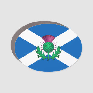 Flag of Scotland with Thistle superimposed Car Magnet