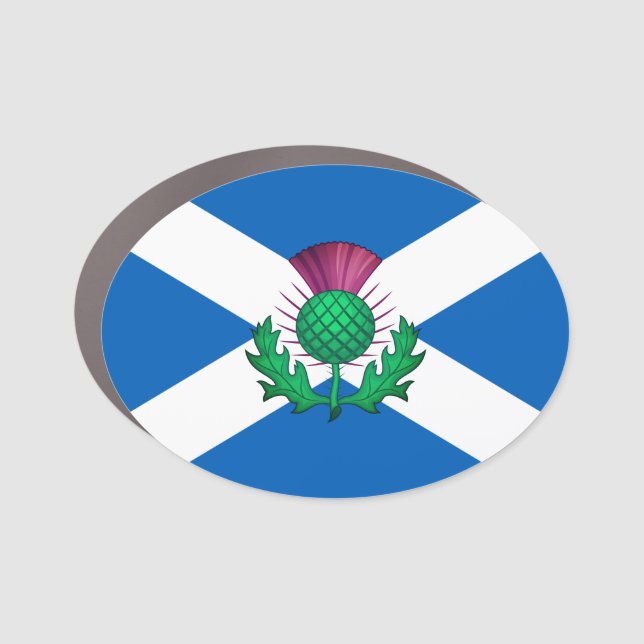 Flag of Scotland with Thistle superimposed Car Magnet (Front)