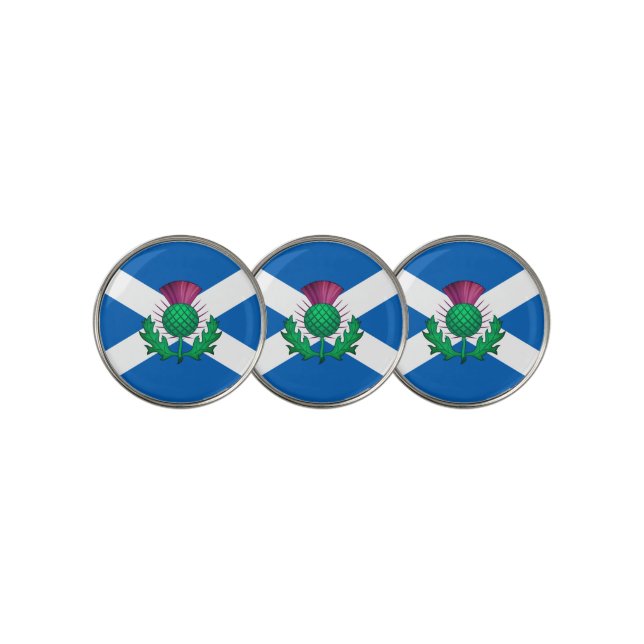 Flag of Scotland with Thistle superimposed Golf Ball Marker (3 Up)