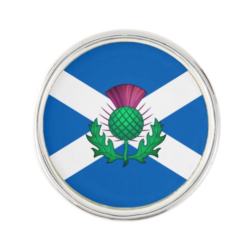 Flag of Scotland with Thistle superimposed Lapel Pin