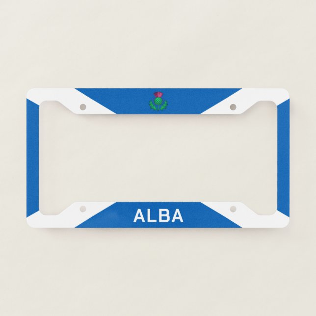 Flag of Scotland with Thistle superimposed License Plate Frame (Front)
