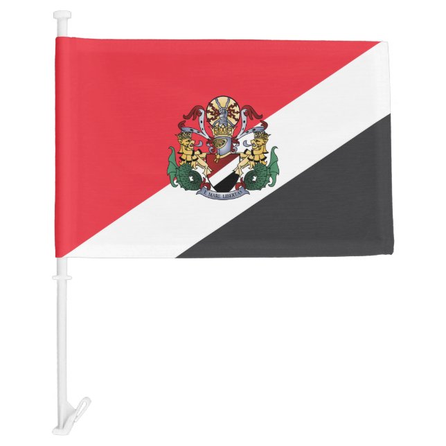 Flag of Sealand, with coat of arms superimposed (Front)