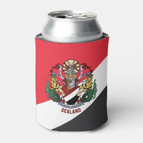Flag of Sealand with coat of arms superimposed Can Cooler