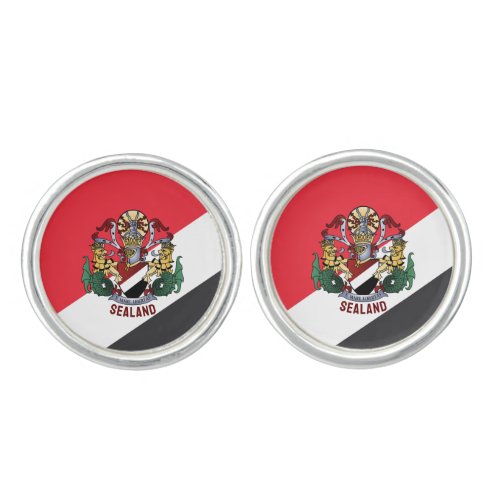 Flag of Sealand with coat of arms superimposed Cufflinks