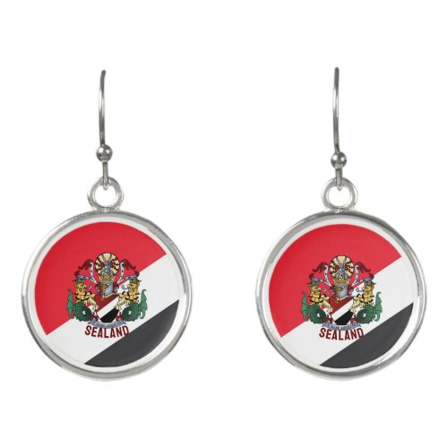 Flag of Sealand with coat of arms superimposed Earrings