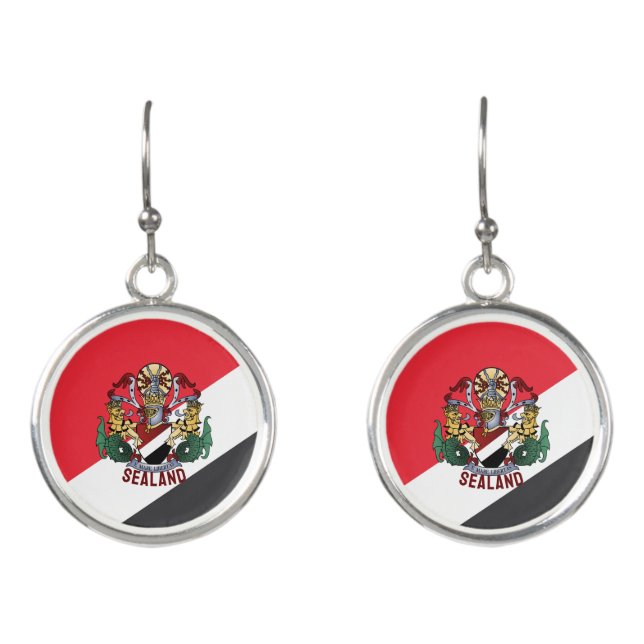 Flag of Sealand, with coat of arms superimposed Earrings (Front)