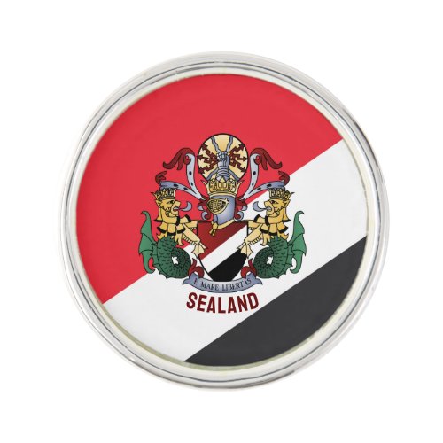 Flag of Sealand with coat of arms superimposed Lapel Pin