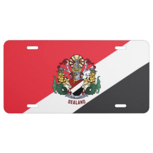 Flag of Sealand, with coat of arms superimposed License Plate