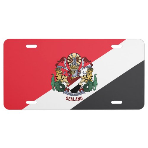 Flag of Sealand with coat of arms superimposed License Plate