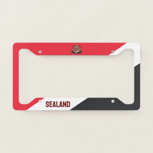 Flag of Sealand with coat of arms superimposed License Plate Frame