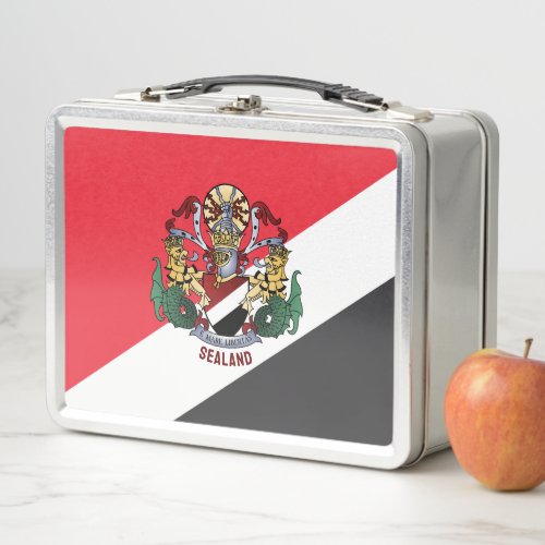 Flag of Sealand with coat of arms superimposed Metal Lunch Box