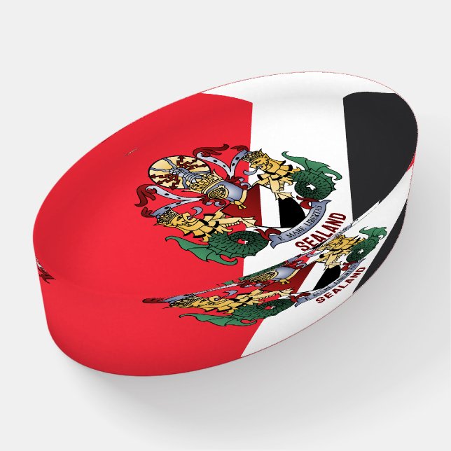 Flag of Sealand, with coat of arms superimposed Paperweight (Angled)