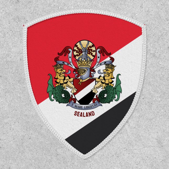 Flag of Sealand, with coat of arms superimposed Patch (Front)