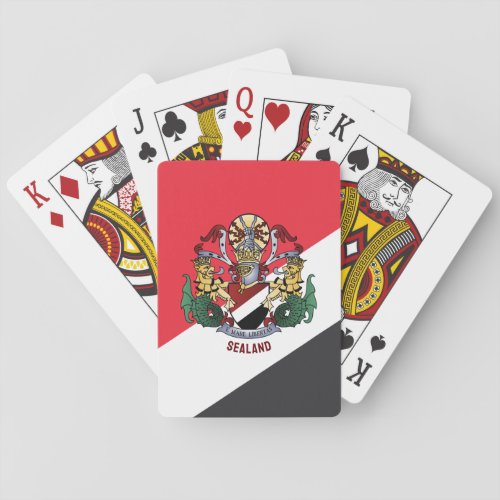 Flag of Sealand with coat of arms superimposed Playing Cards