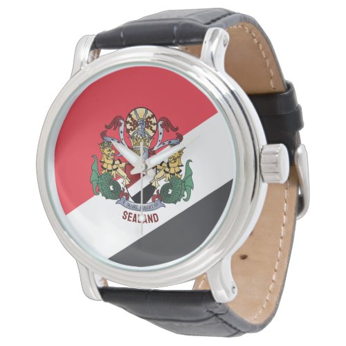 Flag of Sealand with coat of arms superimposed Watch