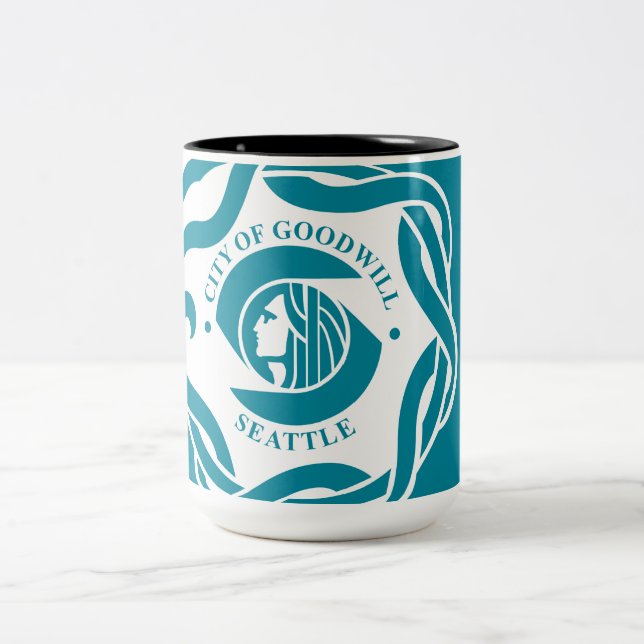 Flag of Seattle (Washington) Two-Tone Coffee Mug (Center)