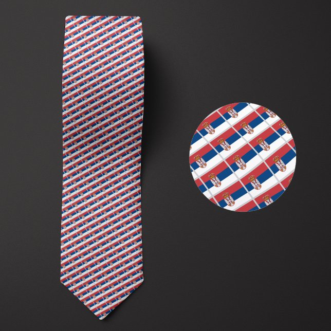 Flag of Serbia Pattern Neck Tie (Creator Uploaded)