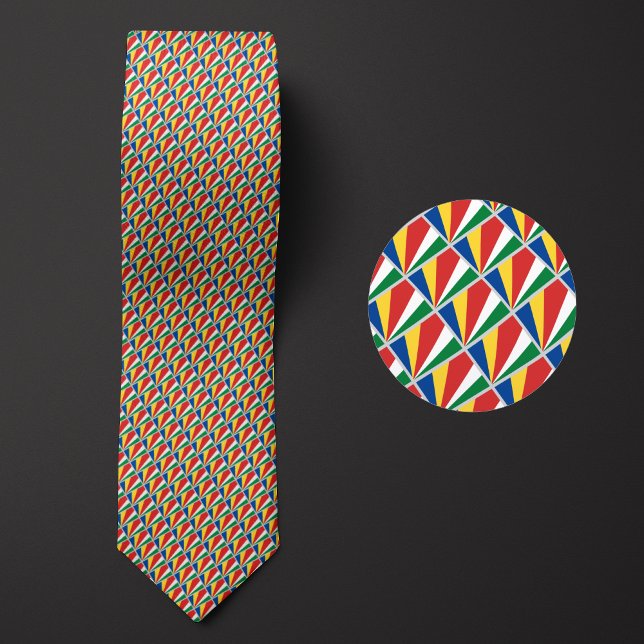 Flag of Seychelles Pattern Neck Tie (Creator Uploaded)