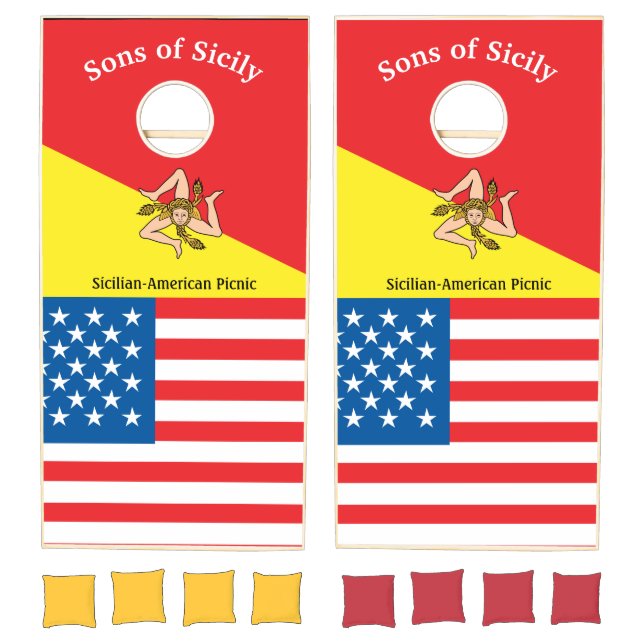Flag of Sicily American Flag Picnic Cornhole Set (Set)