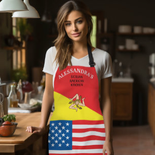 Flag of Sicily Flag of America Customized  Apron