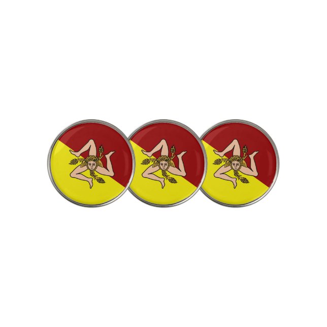 Flag of Sicily (Italy) Golf Ball Marker (3 Up)