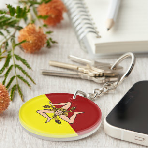 Flag of Sicily (Italy) Keychain