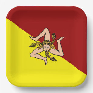 Flag of Sicily (Italy) Paper Plates