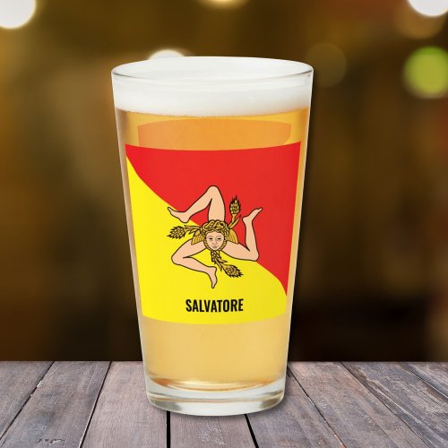 Flag of Sicily Sicilian Beer Glass