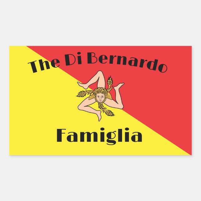 Flag of Sicily Sicilian Family Personalized Rectangular Sticker (Front)