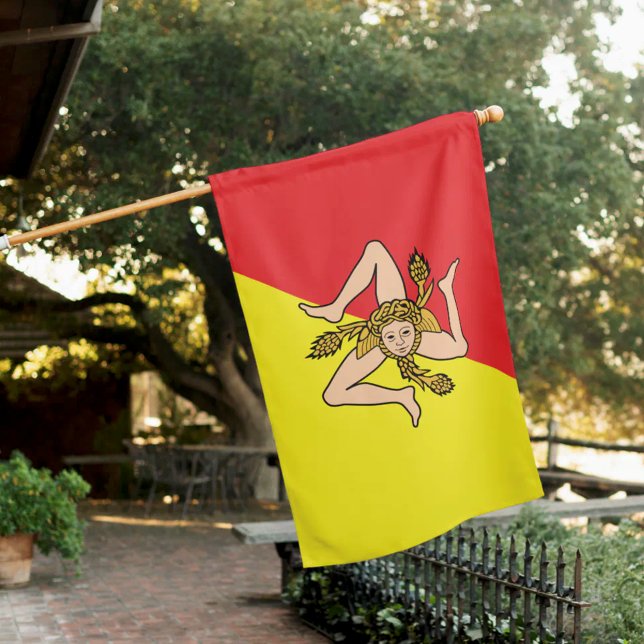 Flag of Sicily Sicilian House Flag (Flag of Sicily House Flag - Sicilian Heritage Housewarming Gift)