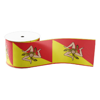 Flag of Sicily Trinacria Yellow & Red Grosgrain Ribbon