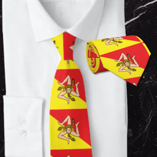Flag of Sicily Trinacria Yellow & Red Neck Tie
