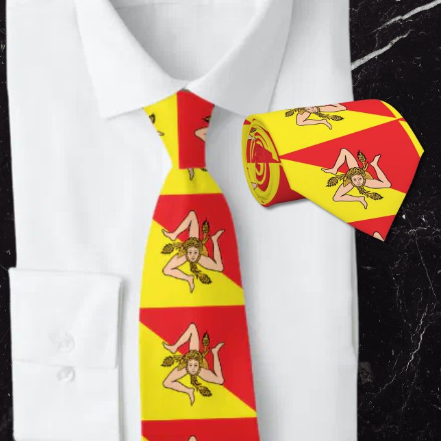 Flag of Sicily Trinacria Yellow & Red Neck Tie (Creator Uploaded)