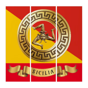 Flag of Sicily with Bronze Elements, Triptych