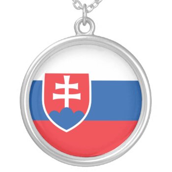 Flag Of Slovakia Necklace by kfleming1986 at Zazzle