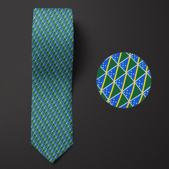 Flag of Solomon Islands Pattern Neck Tie (Creator Uploaded)