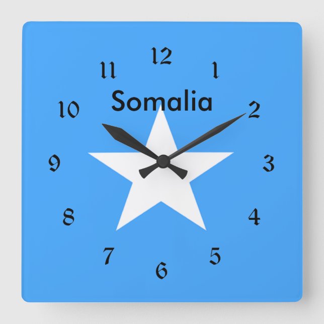 Flag of Somalia, labeled Square Wall Clock (Front)