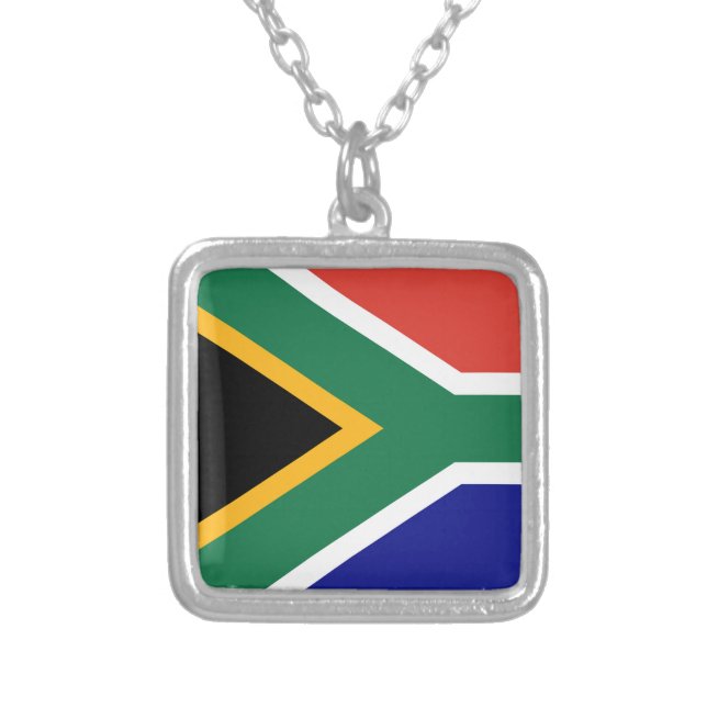 Flag of South Africa Silver Plated Necklace (Front)
