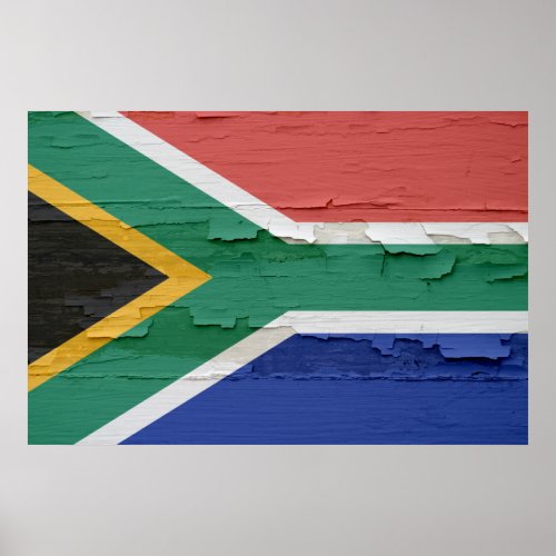 Flag of South Africa Weathered Paint Poster