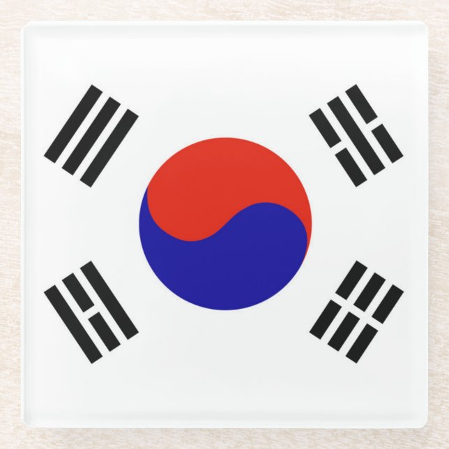 Flag of South Korea Glass Coaster (Front)
