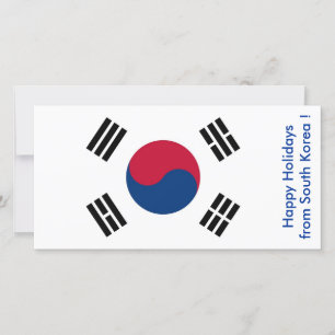 Flag of South Korea, Happy Holidays from Korea Holiday Card