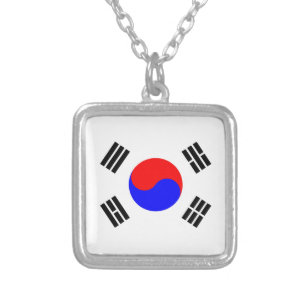 Flag of South Korea Silver Plated Necklace