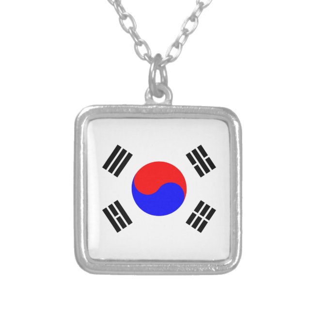 Flag of South Korea Silver Plated Necklace (Front)